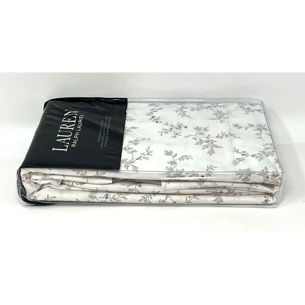 Ralph Lauren Carolyne Vine Standard Pillowcases Grey Pair Of 2 - 20” X 32”